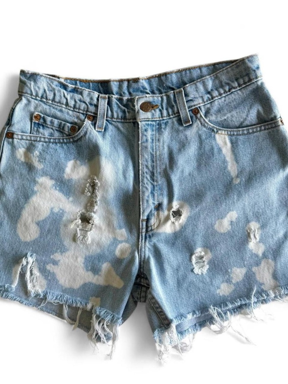 Levi’s 521 bleached distressed denim shorts - high rise grunge jean shorts